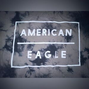 Size Small Black and Grey Tye-Dye American Eagle Tee